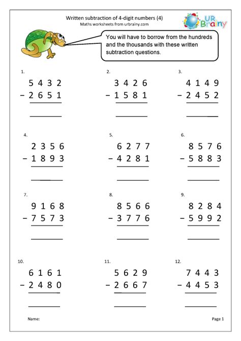 Subtraction of 4.